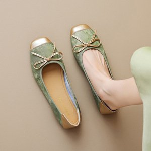 Chaussures de ballet en microfibre pour femme, plates, toutes saisons, à bout carré, avec nœud, pour le quotidien, les fêtes, style princesse - Product Image 1
