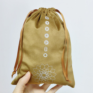 Bolsa de Terciopelo Personalizada de Lujo con Cordón para Exhibición de Joyería, Bolsa de Joyería de Gamuza Sintética con Logotipo y Cintas - Product Image 1