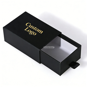 Luxury Jewelry Gift <b>Box</b> Slim Sliding Drawer <b>Box</b> with Gold Foil Logo Custom Size Cardboard Packaging - Product Image 3