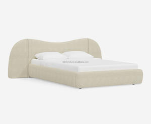 <span class=keywords><strong>Letto</strong></span> King Size <span class=keywords><strong>con</strong></span> Testiera Alta Imbottita e Base a Piattaforma <span class=keywords><strong>con</strong></span> Testiera a Forma di Onda - Product Image 2