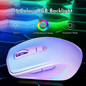 Ratón inalámbrico, con retroiluminación RGB ratón de ordenador, ratón silencioso recargable 2,4G/BT5.1, ratón óptico <span class=keywords><strong>USB</strong></span> para oficina en casa - Product Image 5