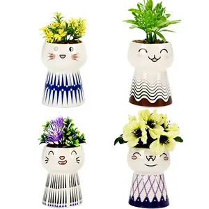 Carino ragazza umana vaso di fiori in ceramica per piante grasse piante di Cactus Mini vaso piantatrice decorazione del giardino di casa senza pianta