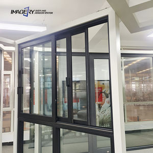 Modern Black <strong>3</strong>-Track Glass Aluminium Sliding Balcony <strong>Window</strong> with Mosquito <strong>Net</strong> for Kitchen Home - Product Image 1