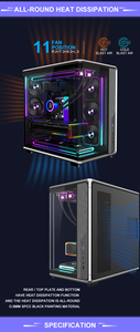 Boîtier PC <span class=keywords><strong>Tour</strong></span> Complète Panoramique en Verre Trempé avec Panneau Latéral en Verre Blanc, Armoire CPU ATX pour Ordinateur de Jeu avec Refroidissement - Product Image 6