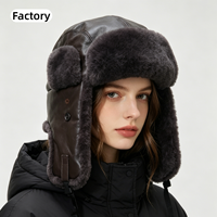 Chapeau Ushanka d'hiver de luxe en cuir de mouton véritable avec fourrure de mouton véritable pour femmes et hommes, vente en gros directe usine, échantillon disponible