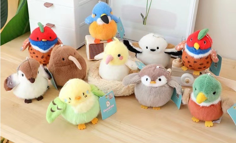 鳥のキーホルダーソフトミニぬいぐるみおもちゃスズメペンギン
