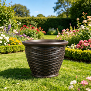 Pot de fleurs en plastique écologique avec trou de drainage pour usage domestique et extérieur, décoration de bureau rustique pour plantes potagères - Product Image 1