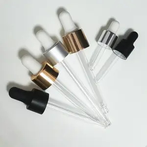 18/410 Aluminium Gold oder Silber Tropfer mit Glas pipette für kosmetische Glas Tropf flaschen