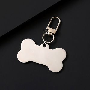 Pendentifs personnalisables en acier inoxydable pour clés, gravés au laser, imprimés UV, en forme d'os pour identification d'animaux de compagnie - Product Image 5