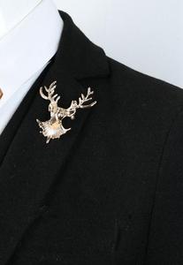 Joyería Longhorn Deer Pin Badge Elk Head Deer Broche Ramillete de Navidad para hombres y mujeres - Product Image 6