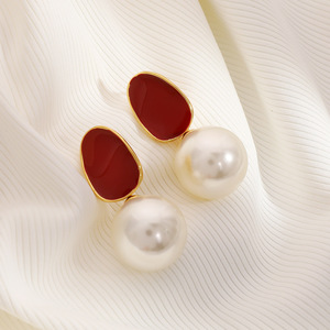 ต่างหูมุกทรงหยดน้ำ ทรงเรขาคณิต ชุบทองแดง สำหรับใส่ทุกวัน - Product Image 3