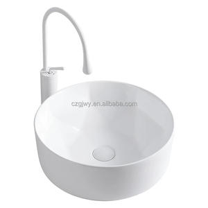 Lavabo rond en céramique moderne pour salle de bain, à poser sur comptoir - Product Image 3