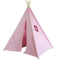 Bambini Teepee Tenda per I Bambini Al Coperto e All'aperto Playhouse I Bambini Giocano Tenda 6 ft Rosa Tela di Cotone Quattro Pali di Legno