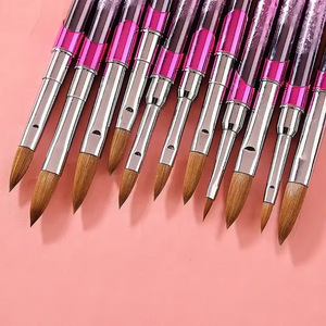 Pinceau de luxe en poils de vison pour nail art, manche acrylique, stylo de dessin et de sculpture pour manucure professionnelle DIY - Product Image 3