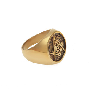 Anello alla moda Dei Monili di Fascino Vintage <span class=keywords><strong>Mason</strong></span> Massonico Signet Anelli di Colore Dell'oro Dell'acciaio inossidabile Massone Anello Per Gli Uomini - Product Image 3