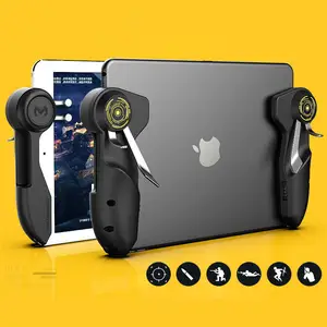 tablet için pubg cep Suppliers-Mobil PUBG oyun denetleyicisi Ipad Tablet için altı parmak oyun Joystick kolu amacı düğmesi L1R1 Shooter Gamepad tetik