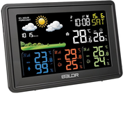 BALDR Station météo domestique thermomètre intérieur/extérieur sans fil 3 capteurs à distance réveil atomique rétro-éclairage moniteur d'humidité