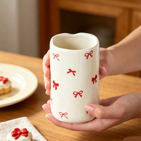 Tasse à café en céramique peinte à la main de 10 oz avec trou de boisson, idéale pour la maison et le bureau, cadeau pour les amateurs de café