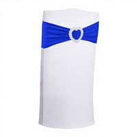 Zrlljp 100 pièces Nœuds de chaise extensibles en Spandex bleu roi, bandes élastiques de couverture, attaches à boucle coulissante, lavage à la main, pour mariage et fête