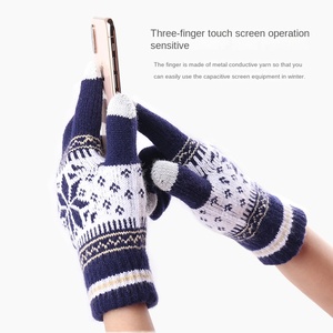 Gants personnalisés chauds d'hiver en acrylique/coton jacquard à écran tactile pour hommes et femmes, longueur opéra, pour usage quotidien - Product Image 2