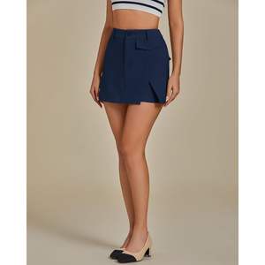 2025 High-Waisted Dressy Casual Summer <b>Skorts</b> for Women Trendy Pocket Mini Split Dress Shorts Hot High Fashion Pocket Shorts - Product Image 4