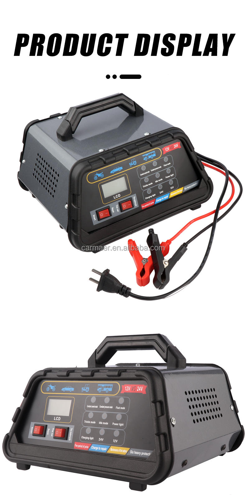 Car Battery Charger 12v 20A 24V 15A Portable Car Charger 450W Car