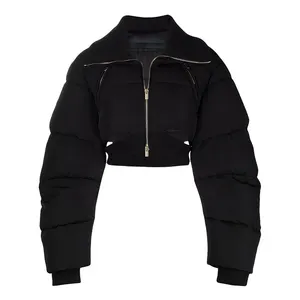 Amii — veste d'hiver à col noir marin, nouveauté, manches longues, court rembourrage, veste de femmes
