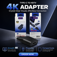 Adaptateur Type C vers HDTV 4K 30Hz, convertisseur USB C mâle vers HDTV femelle, Plug and Play pour ordinateur portable, téléphone, tablette vers TV, moniteur, projecteur