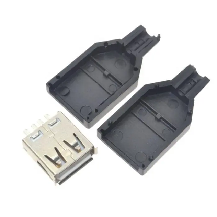 Hot selling Type A Female USB 4 Pin Plug Socket Connector With Black Plastic Cover