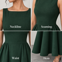 Robe longue pour femme en gros, tissée lisse, jupe plissée, sans manches, col rond, taille ajustée, jupe ample, robe longue trapèze