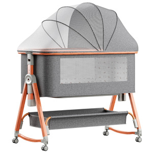<span class=keywords><strong>Lettino</strong></span> per Neonati Multifunzionale Pieghevole in Tessuto e Metallo, Convertibile in Letto Grande per Bambini, Alta Visibilità, Accessori per Neonati - Product Image 1