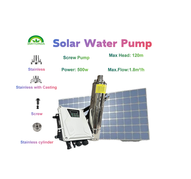 High Speed DC 48v Submersible Screw Pump 1.8m/h Solar 120m Head 500w Deep Well Water Pump
