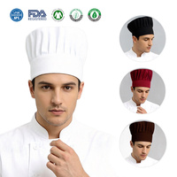 Chapeau de chef en forme de champignon, casquette de cuisine et de restauration, réglable, élastique, respirant, en polyester plissé, pour hôtel