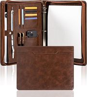 Organiseur de portefeuille professionnel à 3 anneaux, format A4, avec fermeture éclair, en cuir PU de qualité supérieure, pour planificateur d'affaires, dossier de CV, entretien, bureau