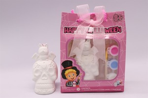 Colgante de calavera de cerámica bisque personalizado, kits de <span class=keywords><strong>pintura</strong></span> DIY para interiores de Halloween, figuras artesanales de estilo clásico creativo, 6 pinturas para manualidades - Product Image 4