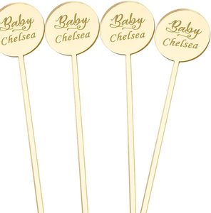 Cá nhân vàng gương acrylic uống khuấy DIY Swizzle gậy với uống Tên kệ trưng bày - Product Image 2