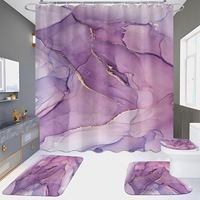 Ensemble de rideaux de douche en marbre imprimé numériquement, 4 pièces, ensemble de rideaux de salle de bain modernes imperméables