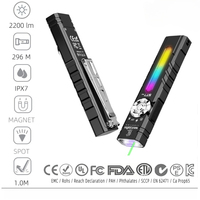 Lampe torche tactique EDC 2000LM rechargeable par USB, laser vert, UV365, LED RGB, torche de poche, étanche IP67, personnalisée pour les situations d'urgence