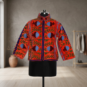 Veste en velours Suzani brodée de qualité supérieure, doublure en laine respirante, imprimée à la main, manteau d'hiver chaud, prix d'usine imbattable - Product Image 3