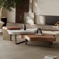 Table basse moderne en forme de nuage, couleur noyer, blocs de couleur, écologique, design modulaire DIY, artistique, amovible, meuble de salon