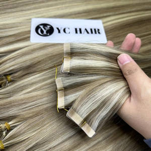 Venta al por mayor de extensiones de cabello virgen Remy ruso de doble dibujado de doble cara invisible para cinta degradada estilo de onda natural de cabello humano - Product Image 1