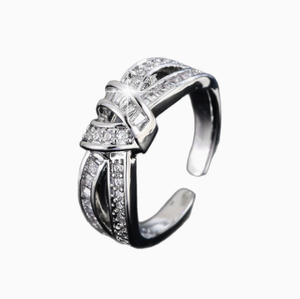 Open <b>Adjustable</b> Fine <b>Ring</b> Twisted Brilliance Stone Accent Brass Plated Band for Women Party Gift - Product Image 1