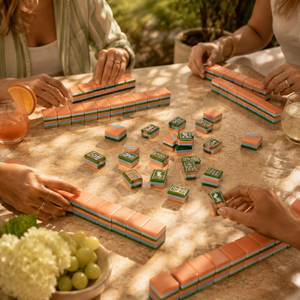 Juego de Mahjong Americano de Acrílico Verde Melocotón con Fichas en Capas, Diseño Floral Personalizado, Ecológico, 4 Piezas, para Fiestas y Viajes - Product Image 6