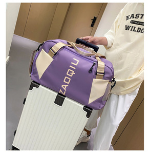 Sac de voyage pliable imperméable anti-odeur avec logo personnalisé rose noir Sac de sport de voyage Sac de sport de yoga avec compartiment à chaussures - Product Image 4