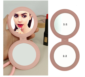 2025 mới tình yêu bóng Gương di động PU da gấp đôi gương nhỏ Gương trang điểm tròn lớn với logo tùy chỉnh - Product Image 5