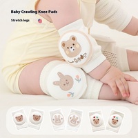 Protecteurs de coude de genou en maille brodée bébés été coton mince ramper apprentissage escalade résistant aux chutes ours mince aspirateur Logo