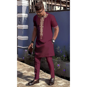 Abbigliamento <span class=keywords><strong>Africano</strong></span> all'Ingrosso di Alta Qualità con Motivi dell'Africa Orientale per Uomo H&D Colore <span class=keywords><strong>Rosso</strong></span> Intenso in Cotone Servizio OEM per Adulti Africa H&D - Product Image 3