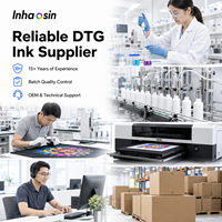 Encre pigmentée CMYKW DTG pour I3200 - Impression numérique pour T-shirts et vêtements en coton Couleurs vives et dégradés fluides