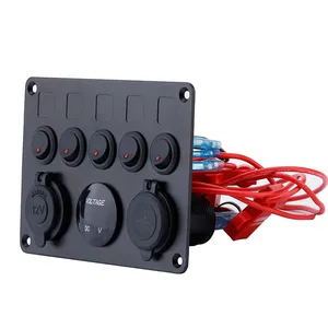 6 Gang 3P Single LED Waterproof Rocker Switch Panel with Circuit Breakers and PCB for Marine Boat Caravan