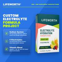 LIFEWORTH Polvo Electrolítico para Hidratación Sin Azúcar, Mezcla de Electrolitos y Vitaminas, Bebida Deportiva